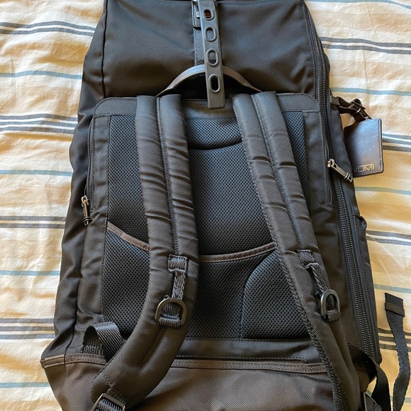 Tumi Alpha Bravo Luke Roll-Top Backpack in Hickory Black Brown Ballistic Nylon - Picture 5 of 10